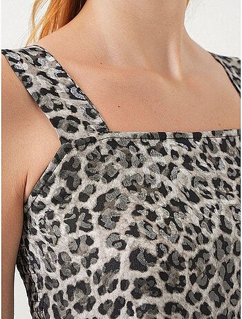 Robe longue imprimée avec col carré et fermeture éclair bdart
