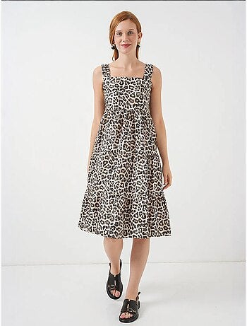 Robe longue imprimée avec col carré et fermeture éclair bdart