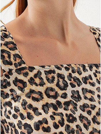 Robe longue imprimée avec col carré et fermeture éclair bdart