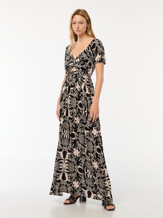 Robe longue imprimée avec fentes