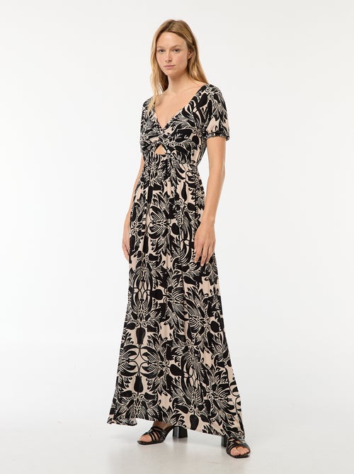 Robe longue imprimée avec fentes - Kiabi