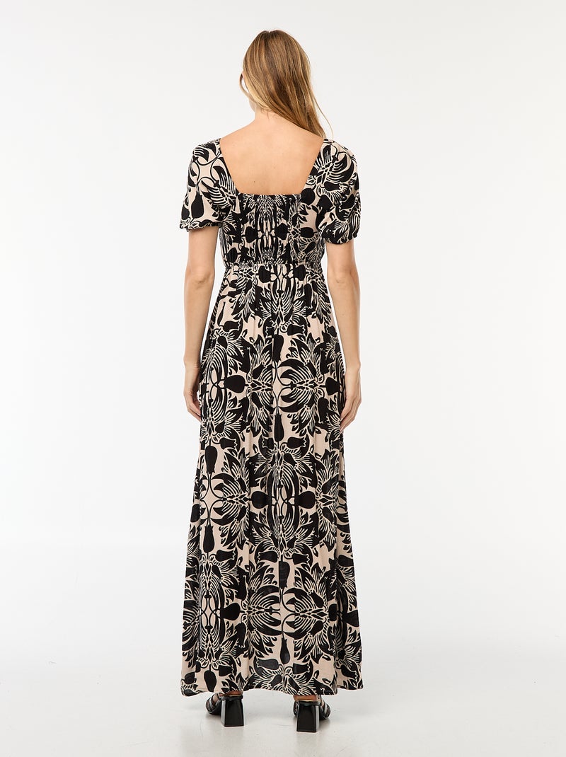 Robe longue imprimée avec fentes Beige - Kiabi