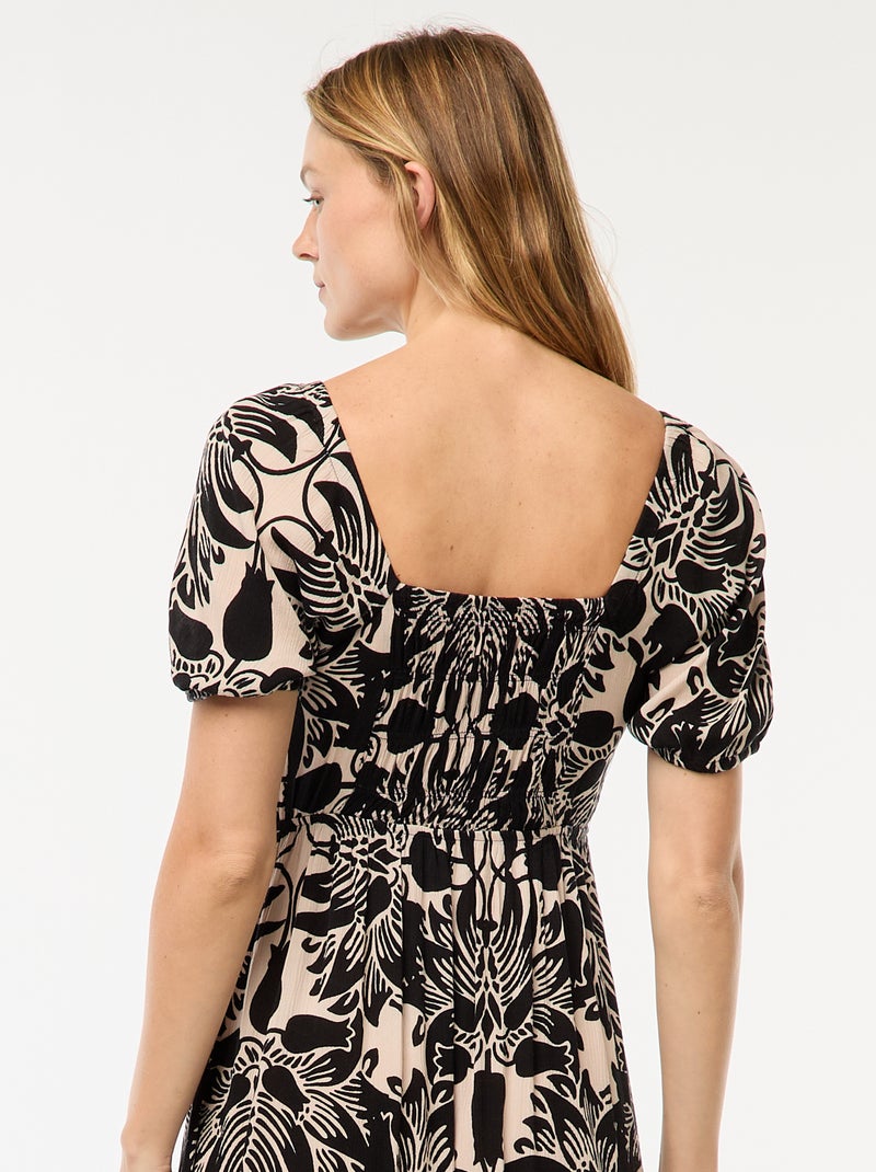 Robe longue imprimée avec fentes Beige - Kiabi