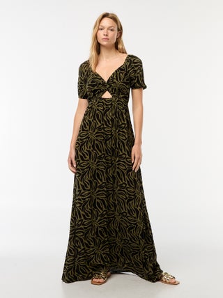 Robe longue imprimée avec fentes