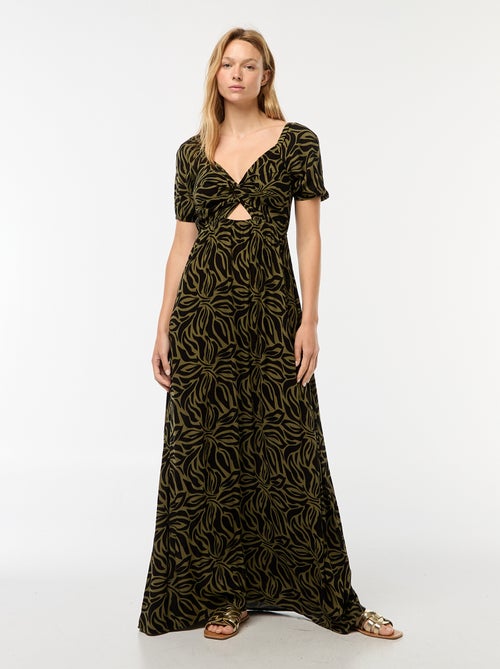 Robe longue imprimée avec fentes - Kiabi