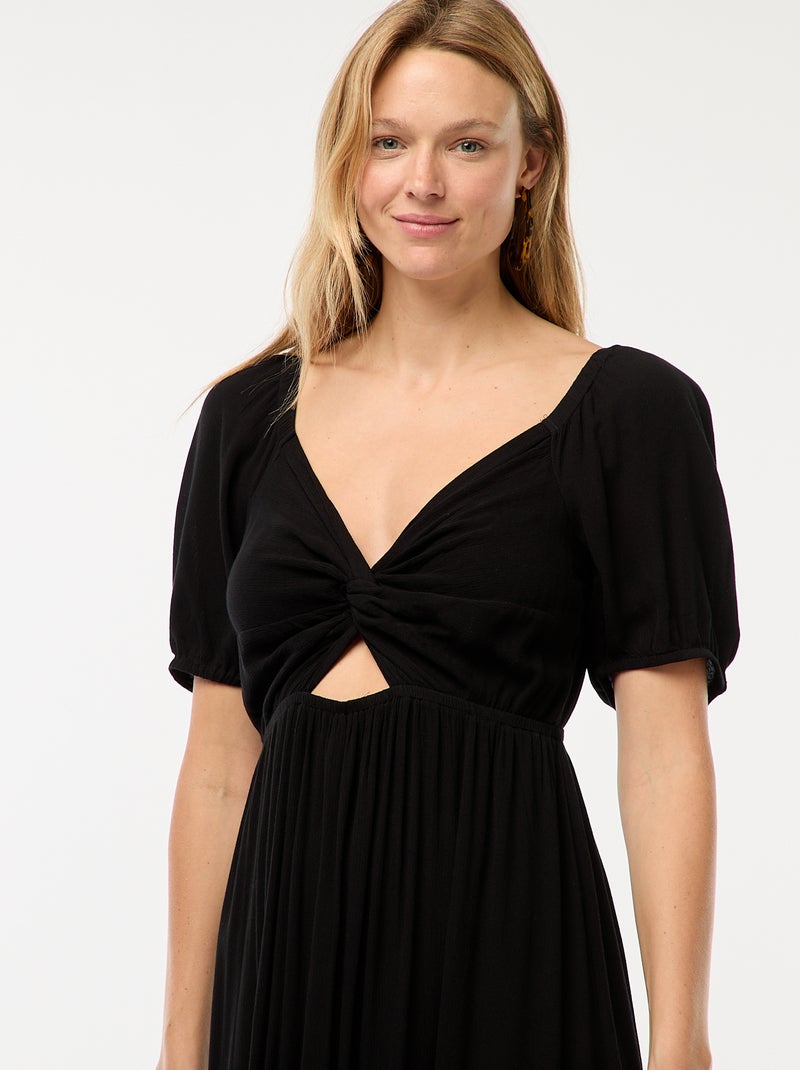 Robe longue imprimée avec fentes Noir - Kiabi