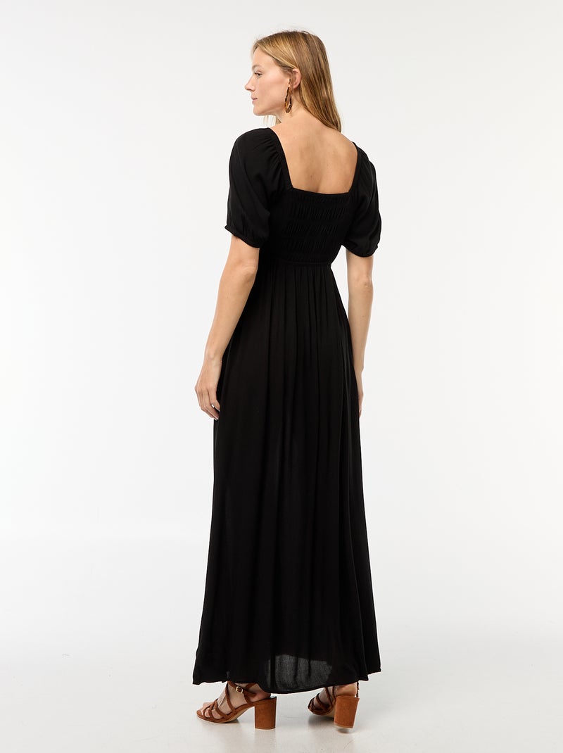 Robe longue imprimée avec fentes Noir - Kiabi