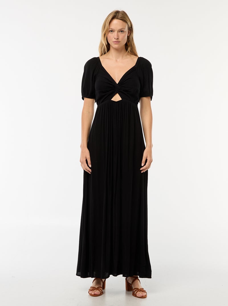 Robe longue imprimée avec fentes Noir - Kiabi