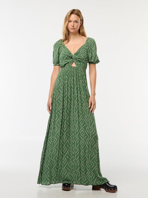 Robe longue imprimée avec fentes - Kiabi