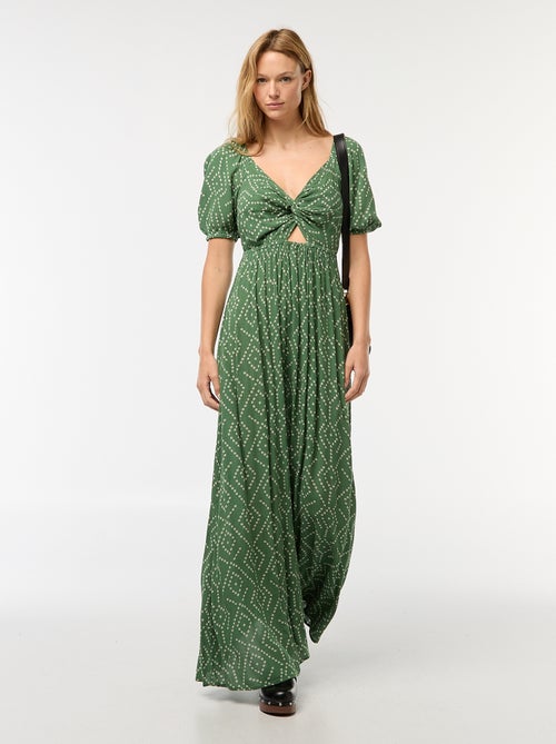 Robe longue imprimée avec fentes - Kiabi