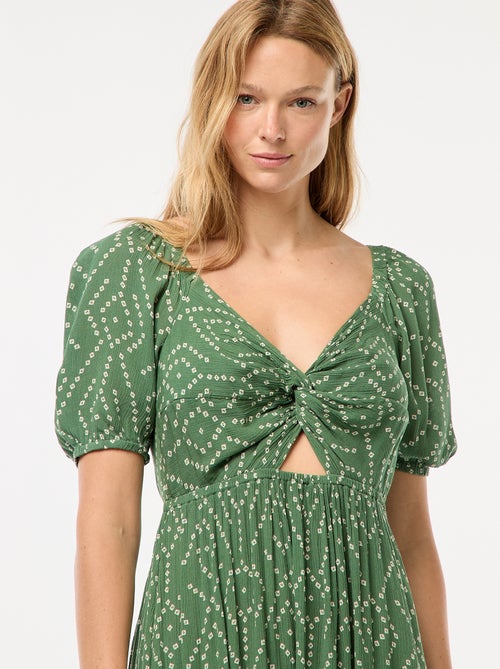 Robe longue imprimée avec fentes - Kiabi