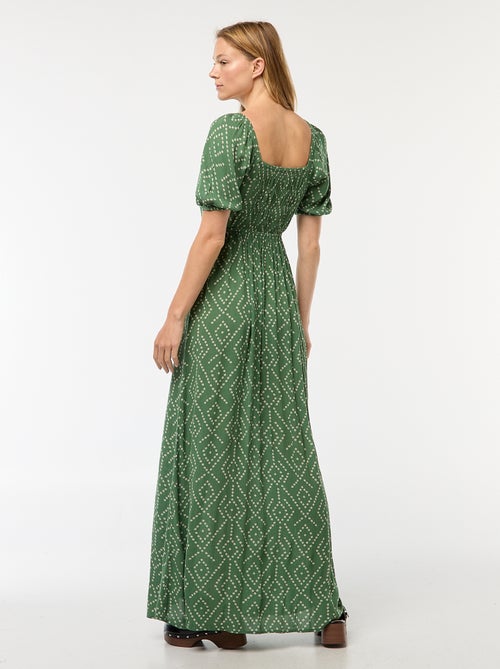 Robe longue imprimée avec fentes - Kiabi