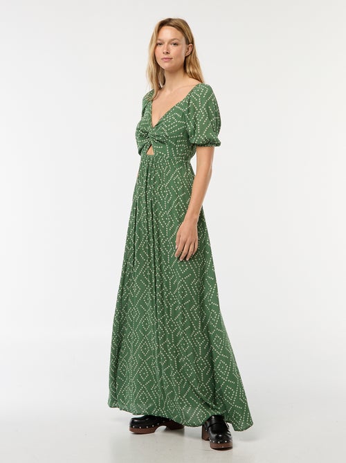 Robe longue imprimée avec fentes - Kiabi