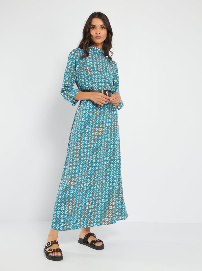 Robe longue imprimée Bleu - Kiabi
