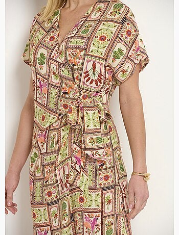 Robe longue imprimée décolleté cache-c¿ur - Afibel