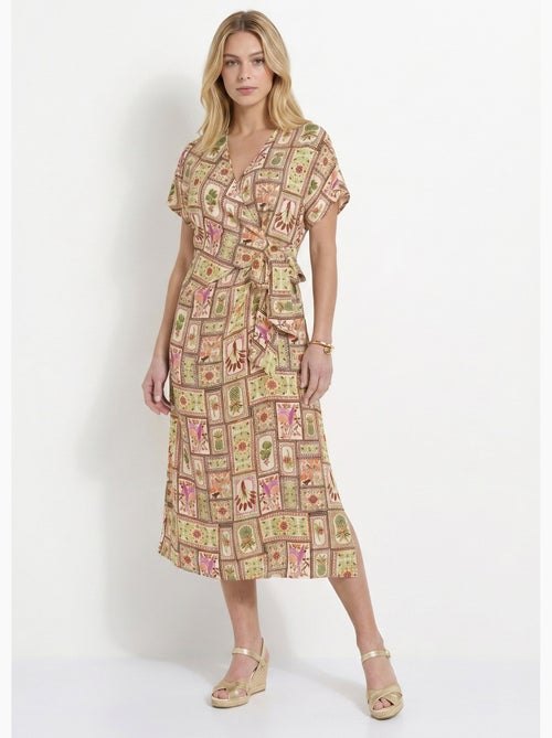 Robe longue imprimée décolleté cache-c¿ur - Afibel - Kiabi