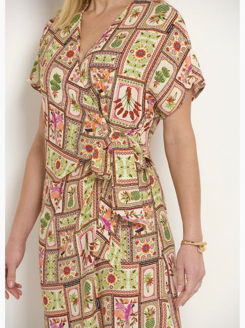 Robe longue imprimée décolleté cache-c¿ur - Afibel - Kiabi