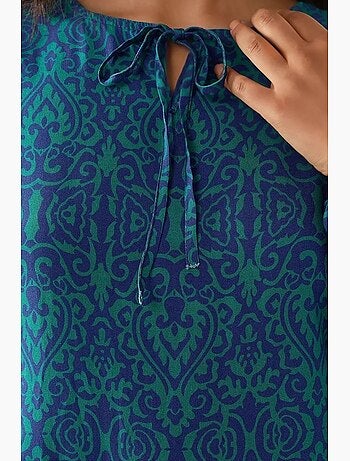 Robe longue imprimée en forme de a avec col ras du cou hiccup