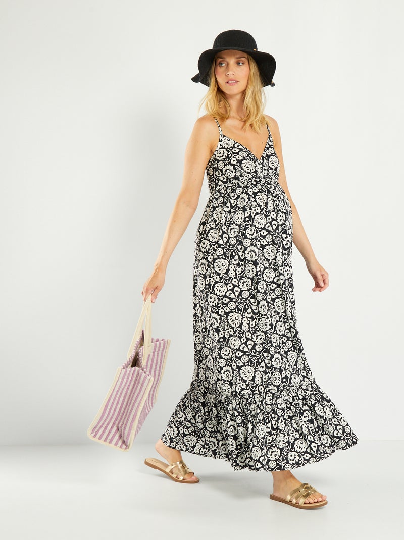 Robe longue imprimée grossesse Noir - Kiabi