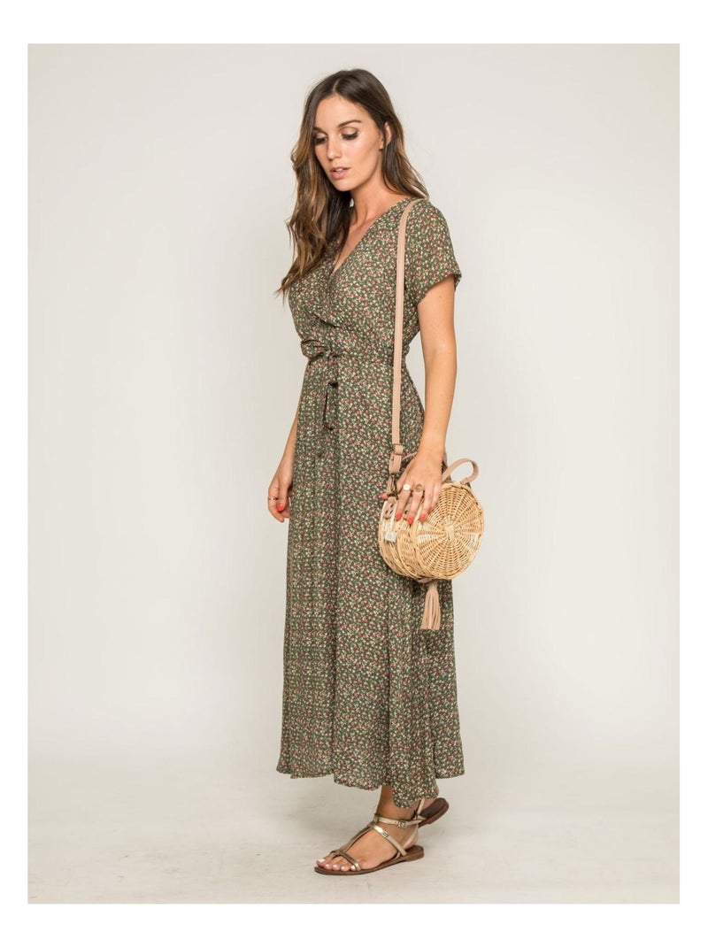 Robe longue imprimée IBERTY Kaki - Kiabi