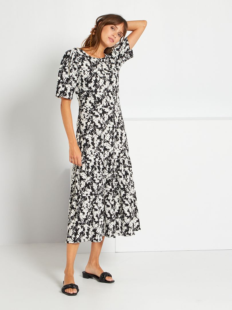 Robe longue imprimée 'JDY' noir/blanc Kiabi 14.50€