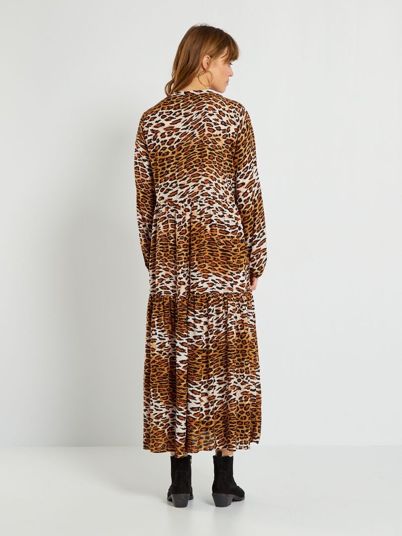 Robe longue imprimée léopard - Kiabi