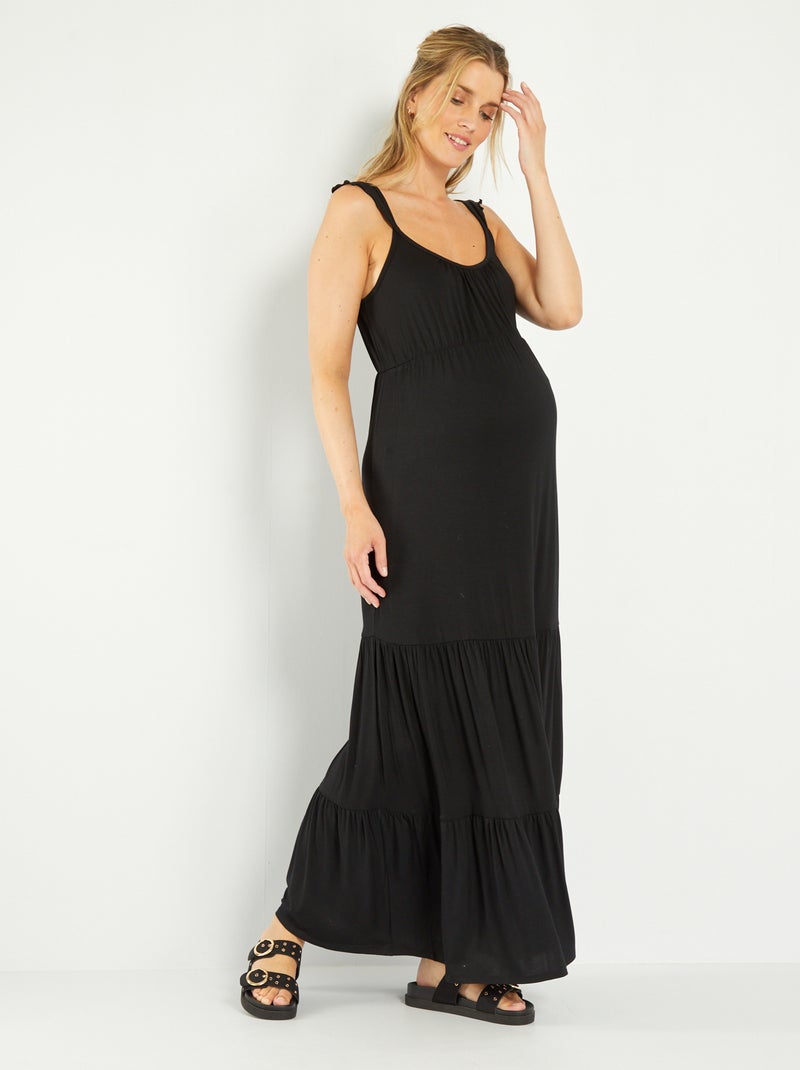 Robe longue imprimée maternité noir - Kiabi