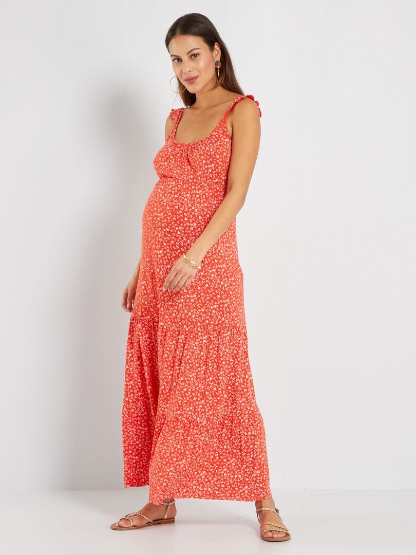 Robe longue imprimée maternité Rouge - Kiabi