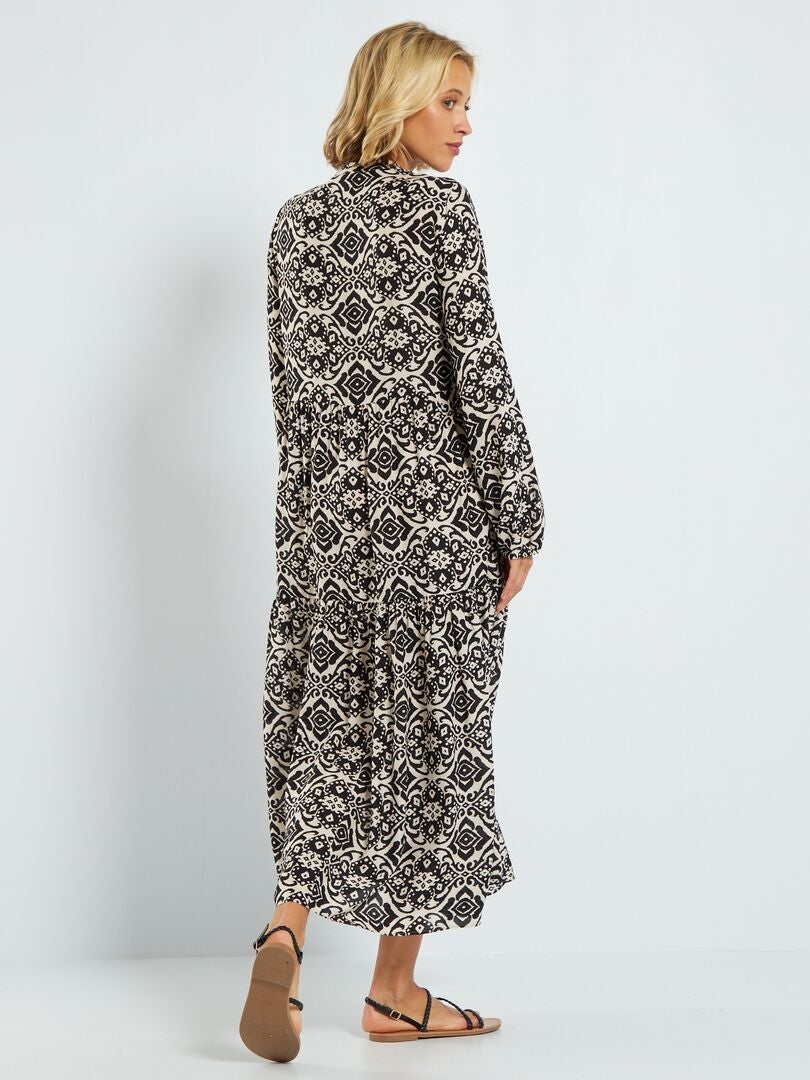 Robe longue imprimée Noir - Kiabi