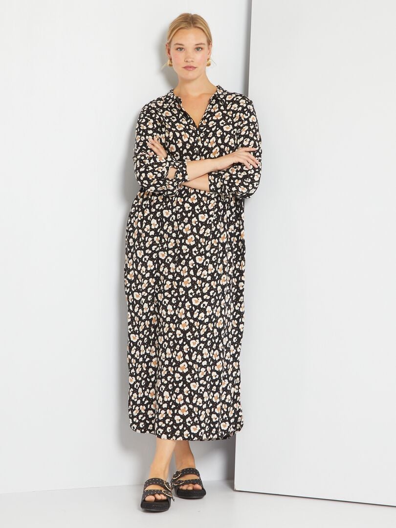 Robe longue imprimée Noir - Kiabi