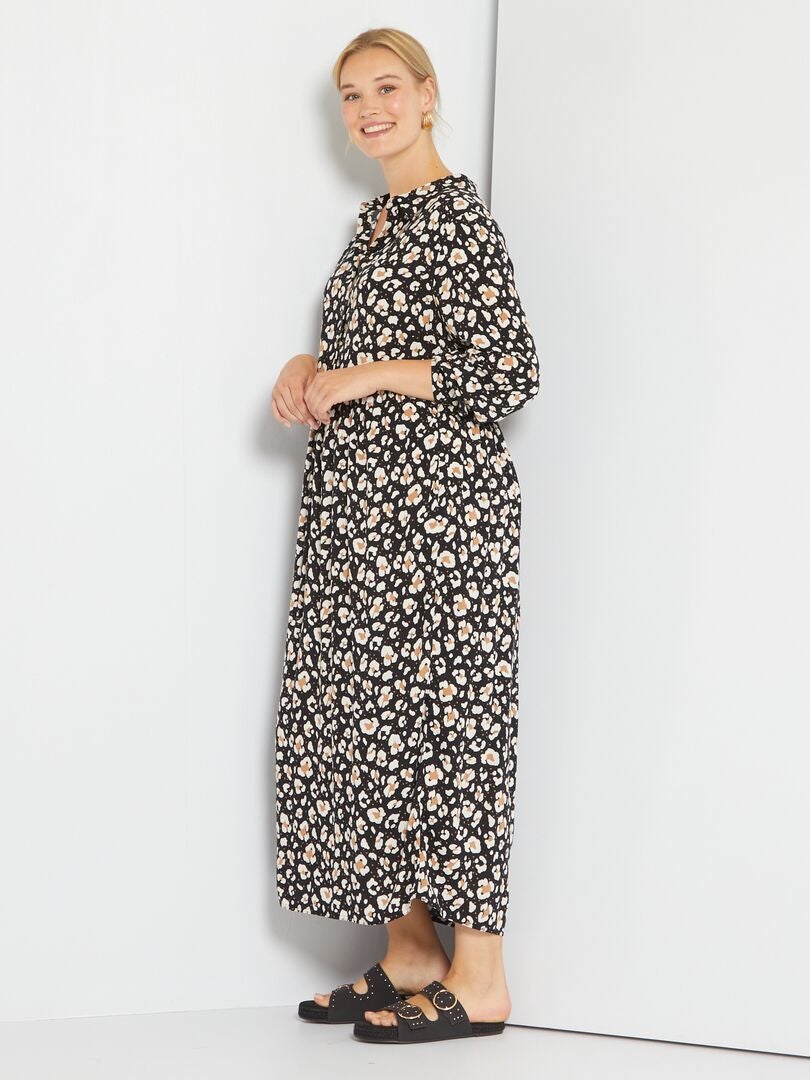 Robe longue imprimée Noir - Kiabi