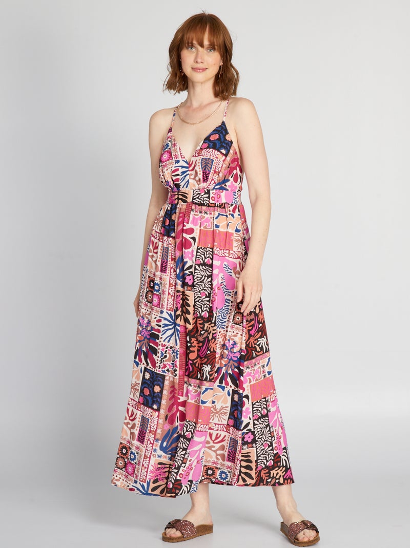 Robe longue imprimée Rose - Kiabi