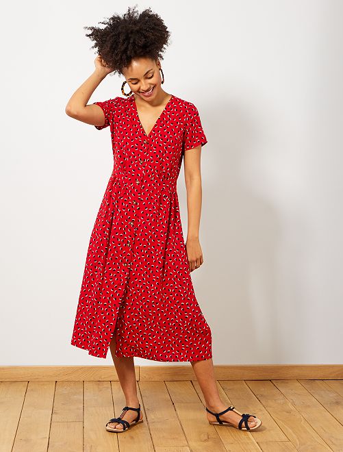 Robe longue imprimée Femme - rouge pois - Kiabi - 25,00€