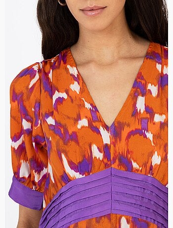 Robe longue imprimée taille plissée - AFIBEL