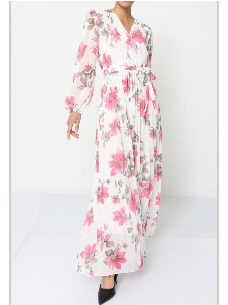 Robe longue Kebello Blanc Rose - Kiabi