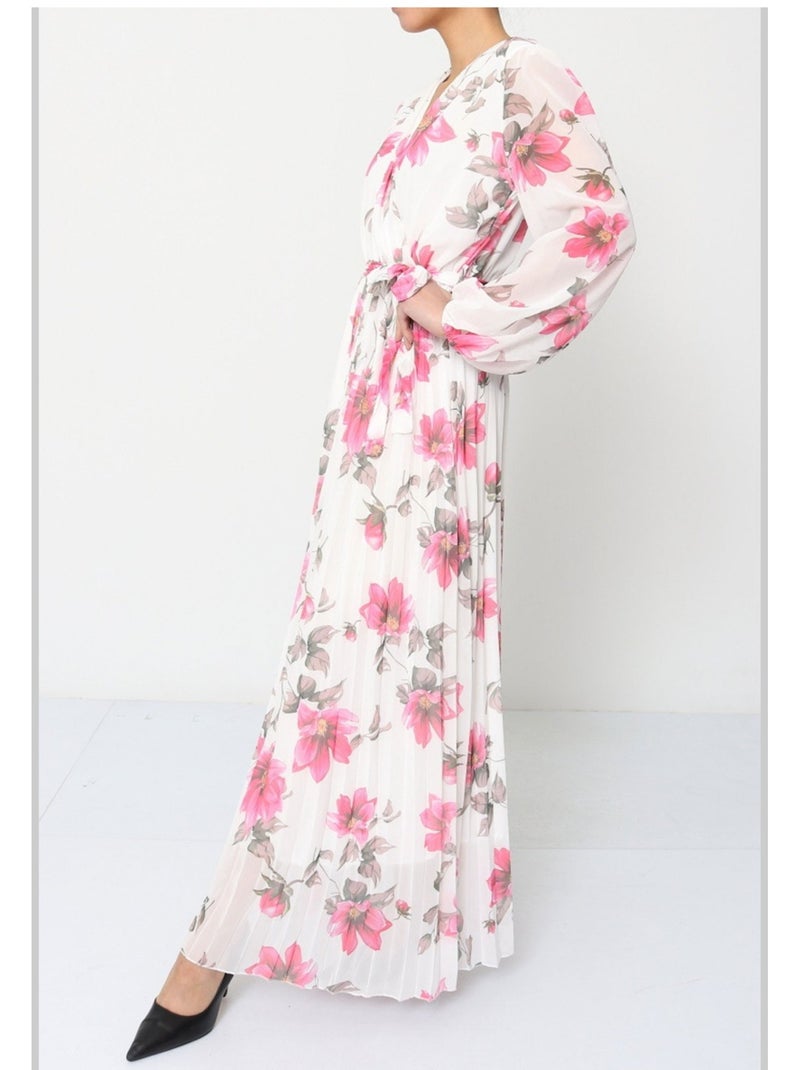 Robe longue Kebello Blanc Rose - Kiabi