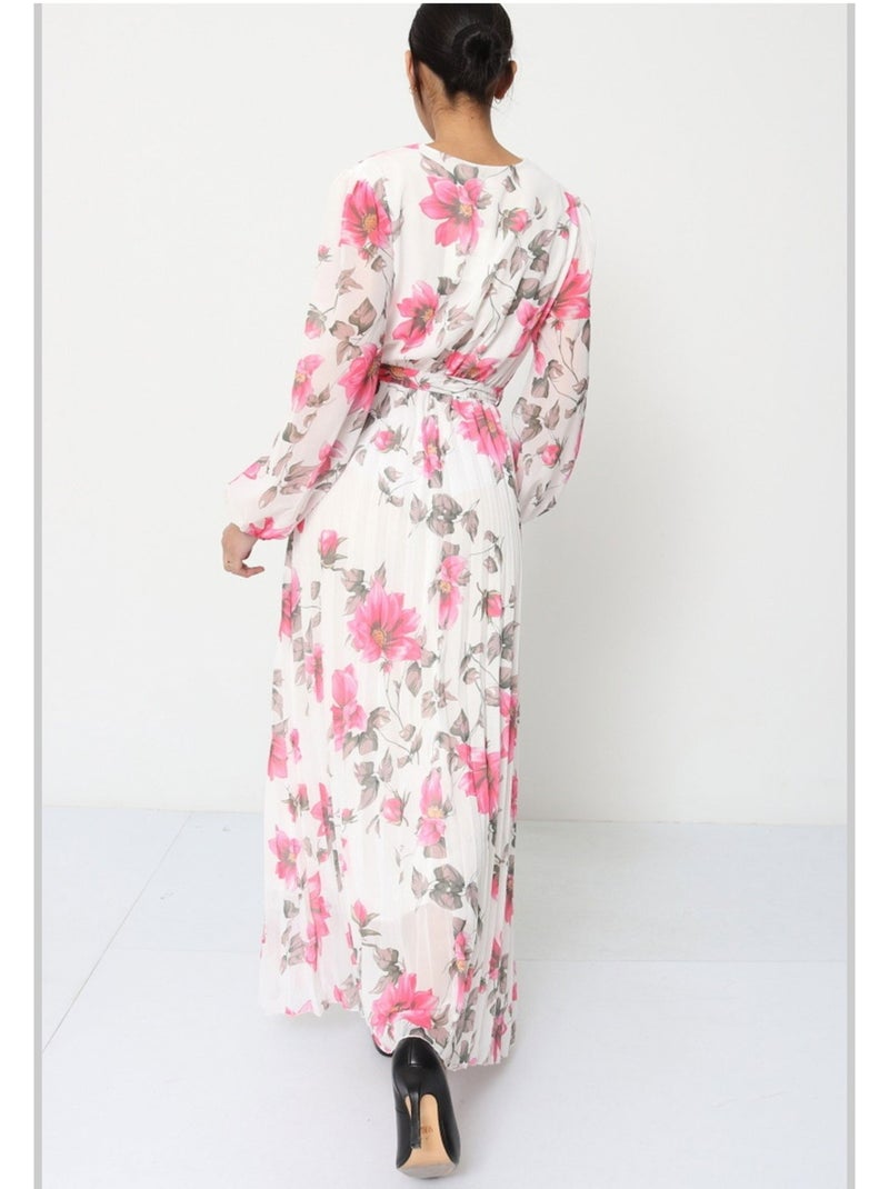 Robe longue Kebello Blanc Rose - Kiabi
