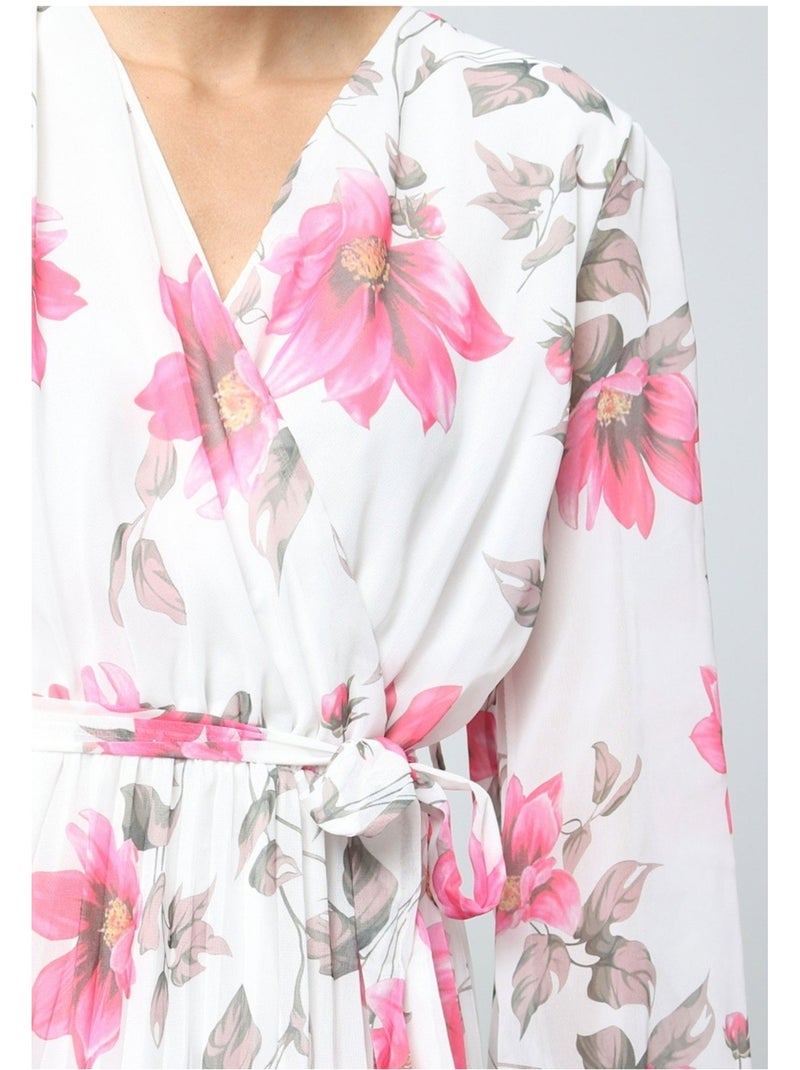 Robe longue Kebello Blanc Rose - Kiabi