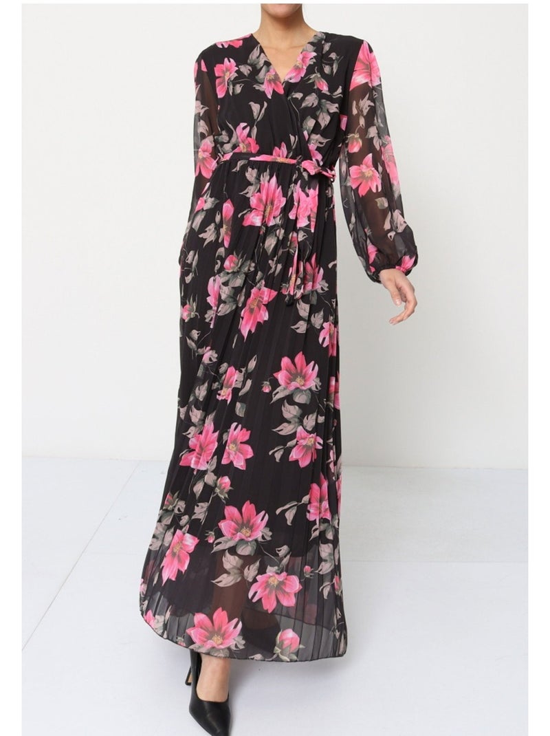 Robe longue Kebello Noir Rose - Kiabi