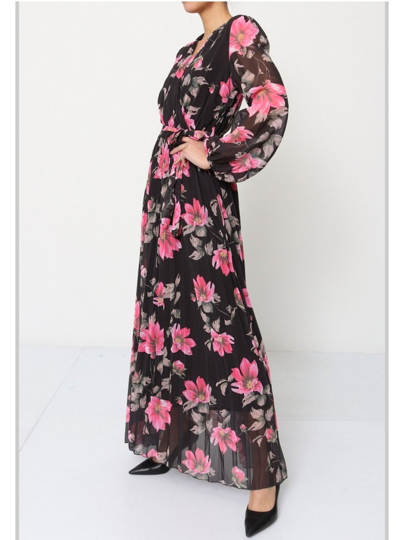 Robe longue Kebello Noir Rose - Kiabi