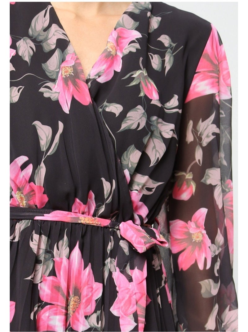 Robe longue Kebello Noir Rose - Kiabi