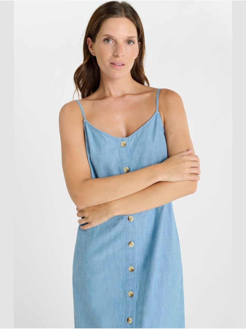 Robe longue LISSA droite 'Le Temps Des Cerises' Bleu - Kiabi