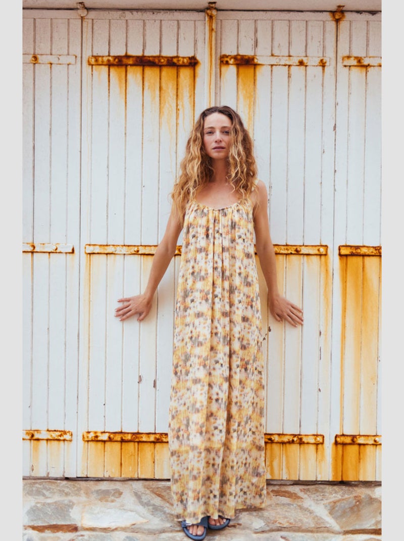 Robe longue LUIZA droite 'Le Temps Des Cerises' Jaune - Kiabi