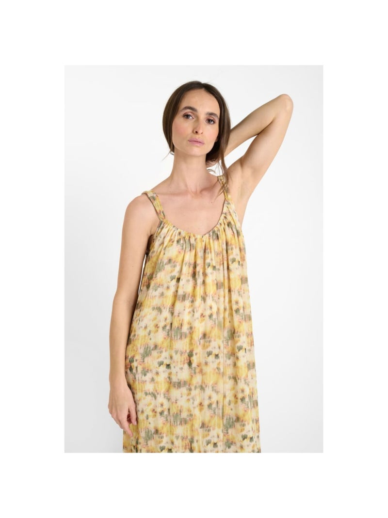Robe longue LUIZA droite 'Le Temps Des Cerises' Jaune - Kiabi