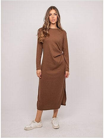 Robe longue maille douce drapé ilarisse