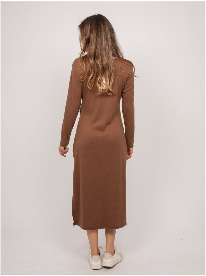 Robe longue maille douce drapé ilarisse Marron - Kiabi