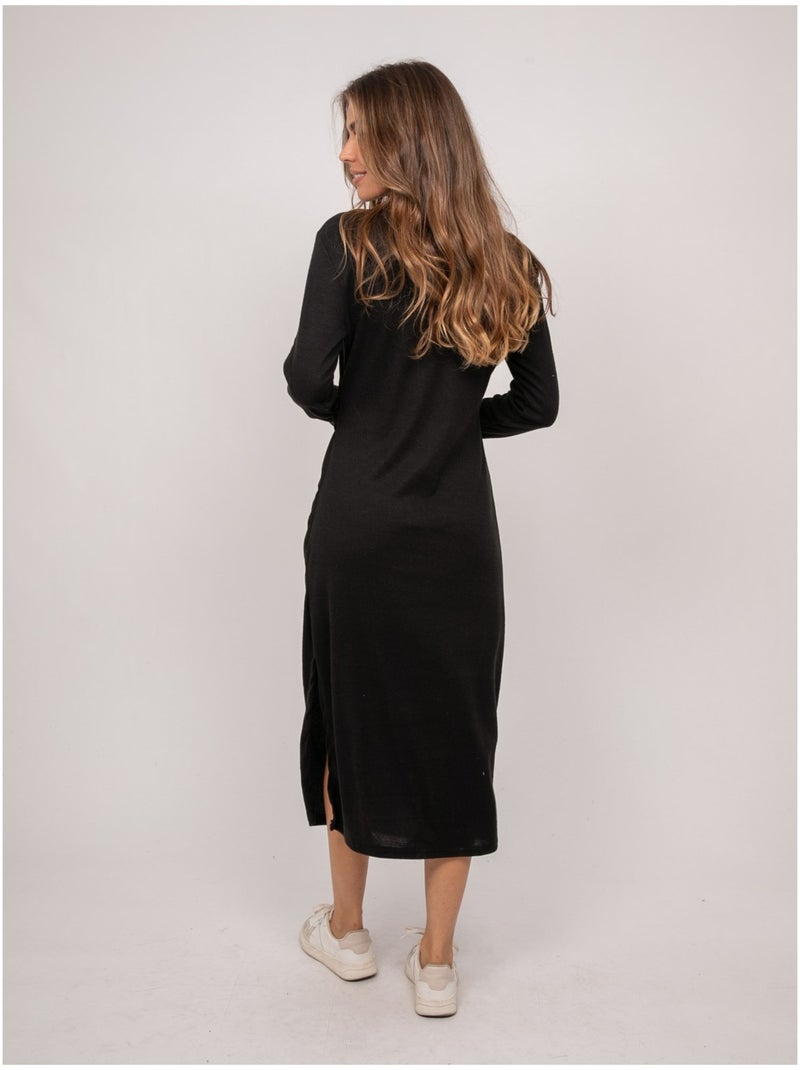 Robe longue maille douce drapé ilarisse Noir - Kiabi