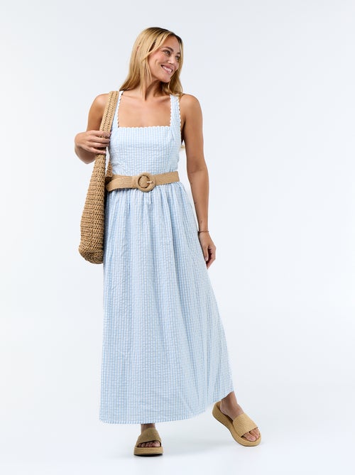Robe longue maille gaufrée à bretelles croisées - Kiabi Robe longue maille gaufrée à bretelles croisées - Kiabi