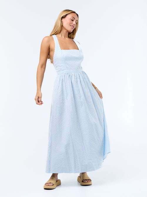 Robe longue maille gaufrée à bretelles croisées - Kiabi Robe longue maille gaufrée à bretelles croisées - Kiabi
