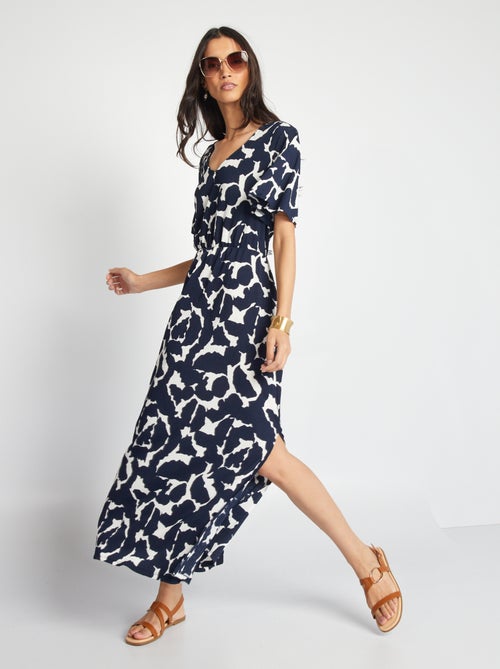 Robe longue maille gaufrée imprimée - Kiabi
